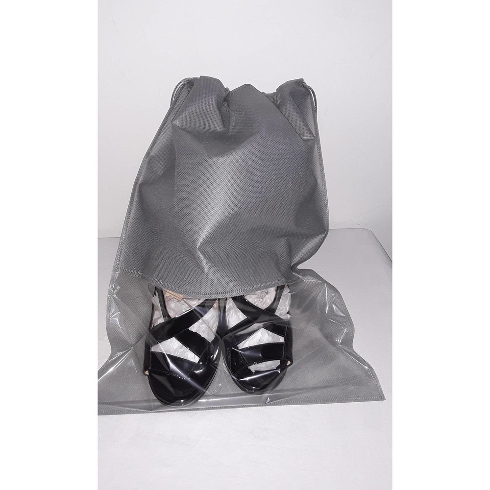 SOLD!! Jimmy Choo Sz 38.5 IT GESTURE Black Patent Leather Strappy Pumps - Picture 9 of 10